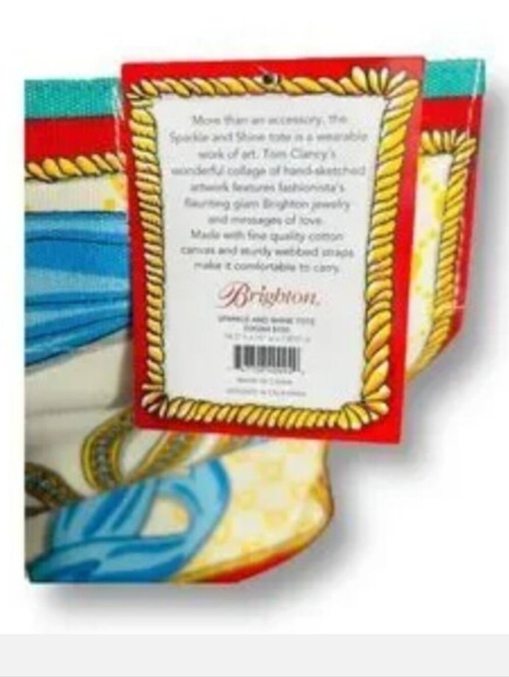 Brighton Sparkle & Shine Tom Clancy Canvas Bright Graphic Print NWT $150 - Picture 2 of 13